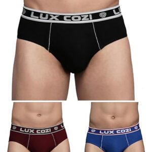 Lux Cozi Men's 100% Cotton Brief (Pack of 3) (Color & Prints May Vary)