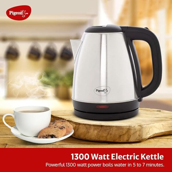Pigeon by Stovekraft Amaze Plus Electric Kettle (14289) with Stainless Steel Body, 1.5 litre, used for boiling Water, making tea and coffee, instant noodles, soup etc. (Silver) - Image 4