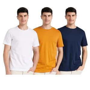 Men's Solid Cotton T Shirt | Round Neck | Half Sleeve | Plain-Regular Fit Combo Packs)