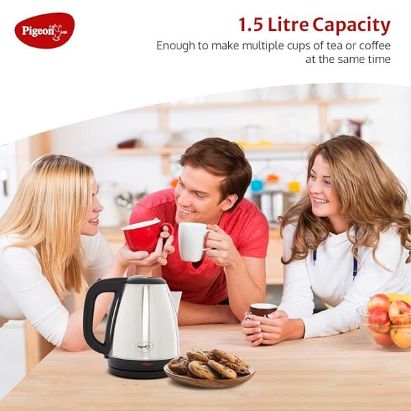 Pigeon by Stovekraft Amaze Plus Electric Kettle (14289) with Stainless Steel Body, 1.5 litre, used for boiling Water, making tea and coffee, instant noodles, soup etc. (Silver) - Image 5