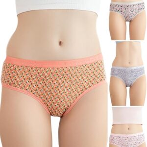 Lux Cozi Cotton Women's Printed Pack of 4 Hipster Panties (Colors and Prints May Vary)