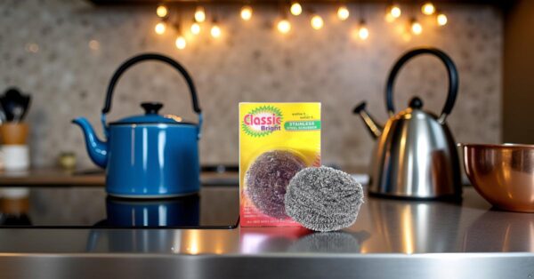 Classic Bright Stainless Steel Scrubber for Utensil Cleaning, Pack of 12 - Image 2