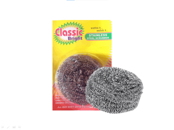 Classic Bright Stainless Steel Scrubber for Utensil Cleaning, Pack of 12